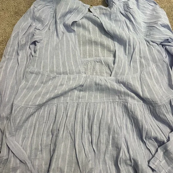Women's Light Blue Striped Top AE - Picture 3 of 3